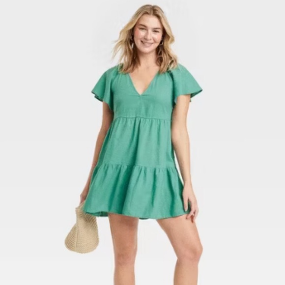 NWT Women's Flutter Short Sleeve Mini Skater Dress - Picture 1 of 4
